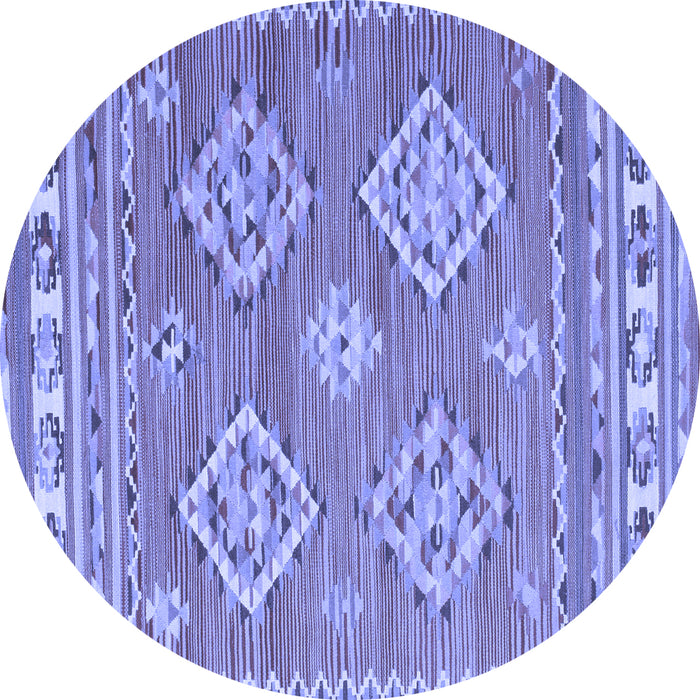 Round Machine Washable Persian Blue Traditional Rug, wshtr1461blu