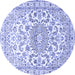 Round Machine Washable Persian Blue Traditional Rug, wshtr1462blu