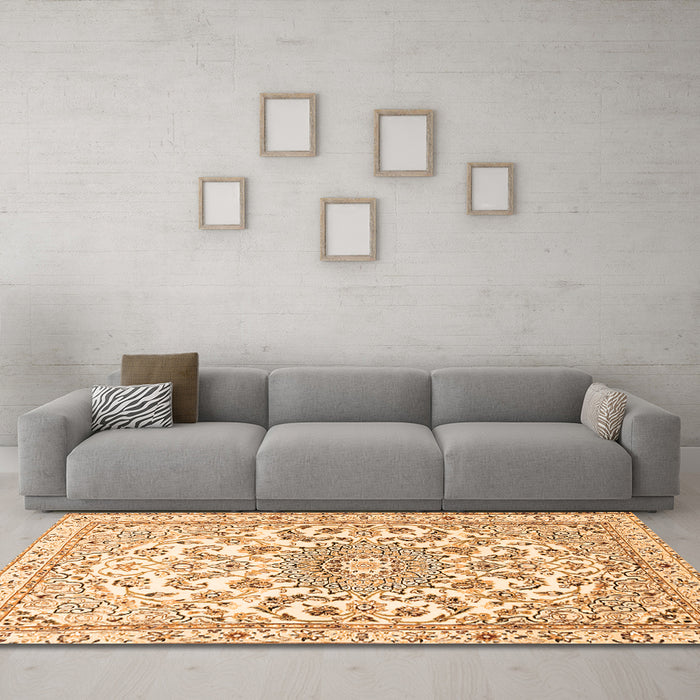 Machine Washable Persian Orange Traditional Area Rugs in a Living Room, wshtr1462org