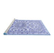 Sideview of Machine Washable Persian Blue Traditional Rug, wshtr1462blu