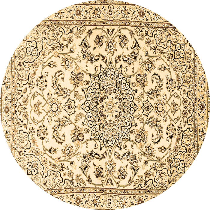 Round Persian Brown Traditional Rug, tr1462brn