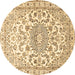 Round Persian Brown Traditional Rug, tr1462brn