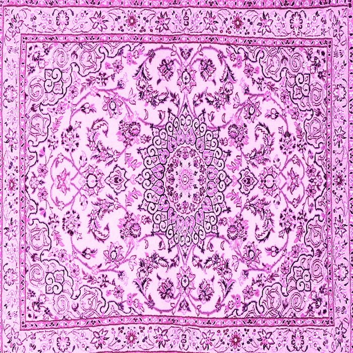 Square Machine Washable Persian Pink Traditional Rug, wshtr1462pnk