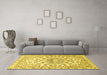 Machine Washable Persian Yellow Traditional Rug in a Living Room, wshtr1462yw