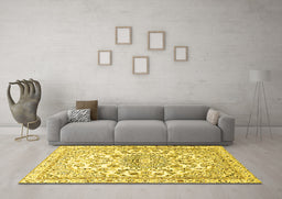 Machine Washable Persian Yellow Traditional Rug in a Living Room, wshtr1462yw