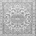 Round Machine Washable Persian Gray Traditional Rug, wshtr1462gry