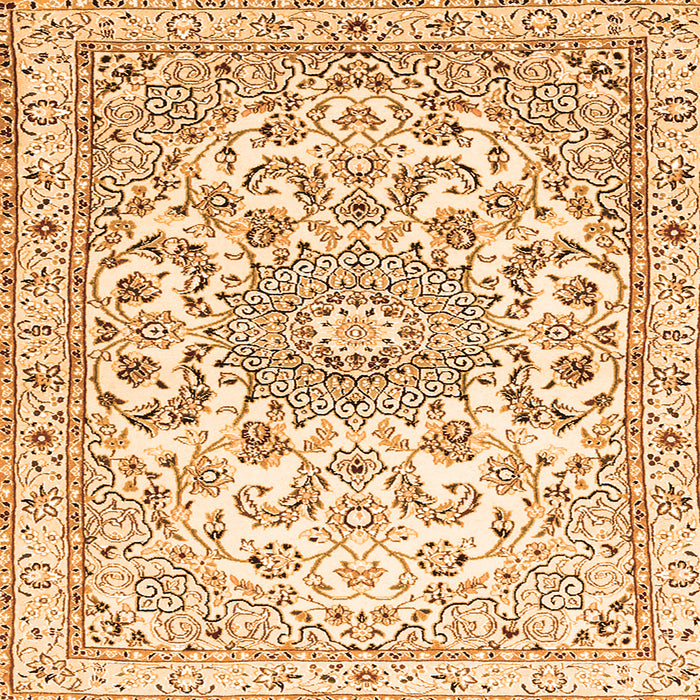 Round Machine Washable Persian Orange Traditional Area Rugs, wshtr1462org