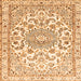 Round Machine Washable Persian Orange Traditional Area Rugs, wshtr1462org