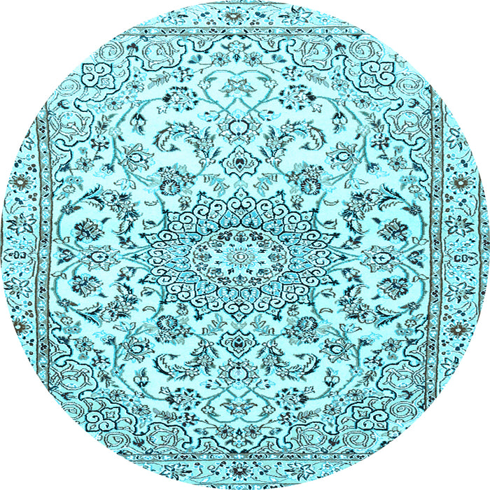Round Machine Washable Persian Light Blue Traditional Rug, wshtr1462lblu