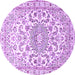 Round Machine Washable Persian Purple Traditional Area Rugs, wshtr1462pur