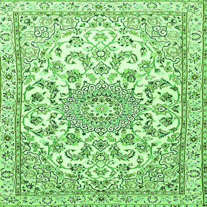 Round Machine Washable Persian Green Traditional Area Rugs, wshtr1462grn