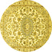 Round Persian Yellow Traditional Rug, tr1462yw