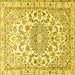 Square Machine Washable Persian Yellow Traditional Rug, wshtr1462yw