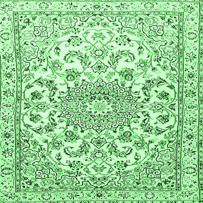 Square Machine Washable Persian Emerald Green Traditional Area Rugs, wshtr1462emgrn