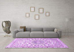 Machine Washable Persian Purple Traditional Area Rugs in a Living Room, wshtr1462pur