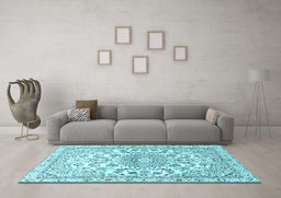 Machine Washable Persian Light Blue Traditional Rug in a Living Room, wshtr1462lblu