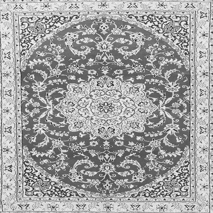 Round Machine Washable Medallion Gray Traditional Rug, wshtr1463gry