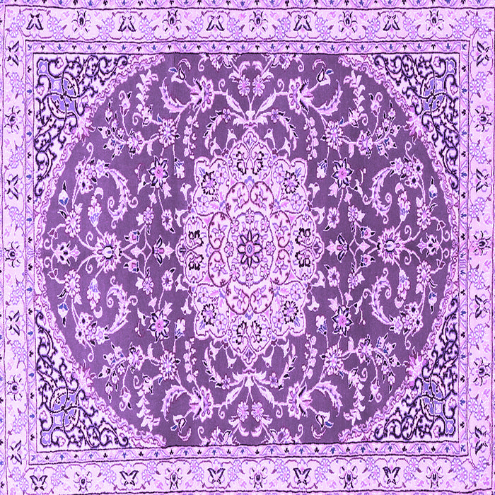 Square Machine Washable Medallion Purple Traditional Area Rugs, wshtr1463pur