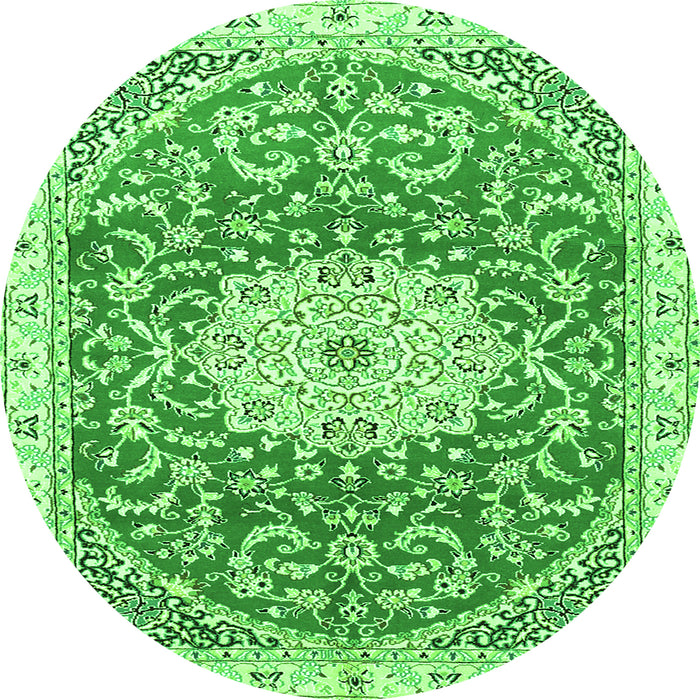 Square Medallion Green Traditional Rug, tr1463grn