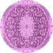 Round Machine Washable Medallion Pink Traditional Rug, wshtr1463pnk