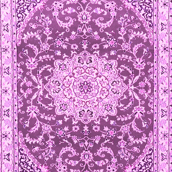 Machine Washable Medallion Pink Traditional Rug, wshtr1463pnk