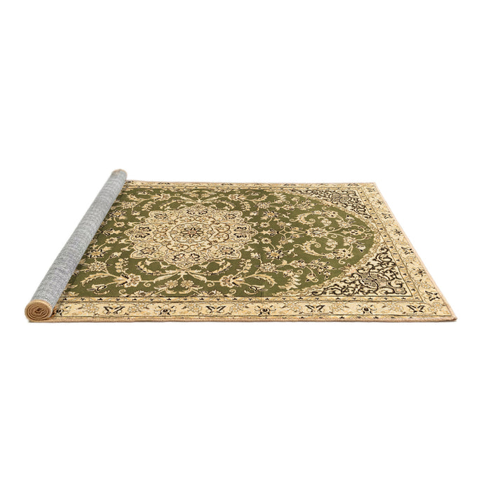 Sideview of Machine Washable Medallion Brown Traditional Rug, wshtr1463brn