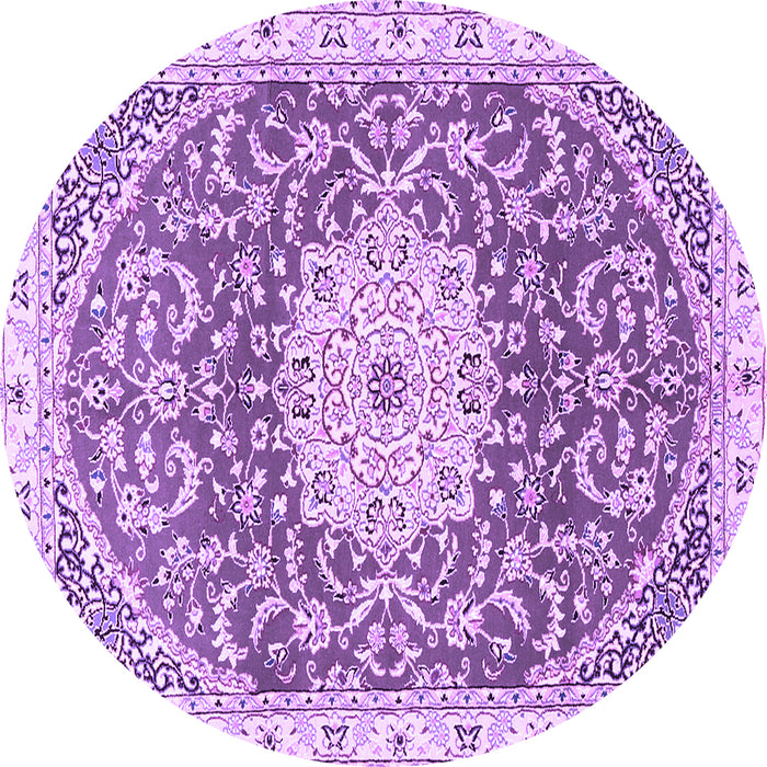 Round Medallion Purple Traditional Rug, tr1463pur