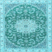 Square Medallion Light Blue Traditional Rug, tr1463lblu