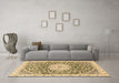 Machine Washable Medallion Brown Traditional Rug in a Living Room,, wshtr1463brn