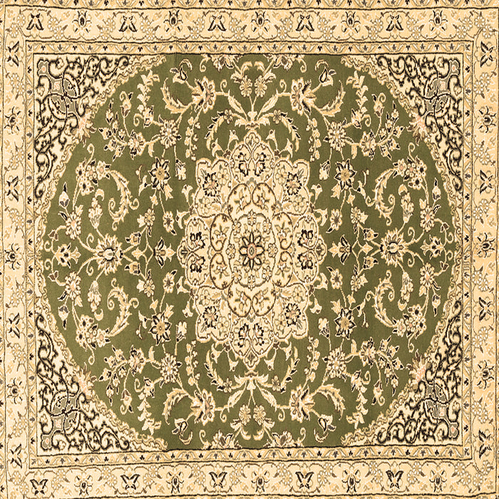 Square Machine Washable Medallion Brown Traditional Rug, wshtr1463brn