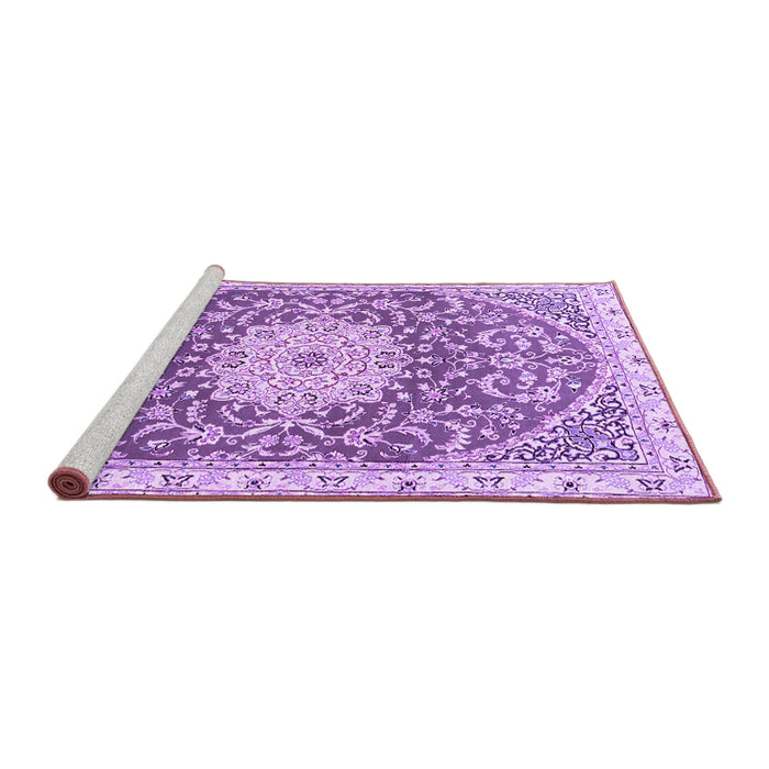 Sideview of Machine Washable Medallion Purple Traditional Area Rugs, wshtr1463pur
