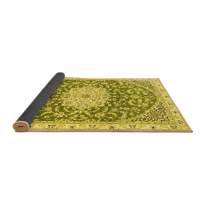 Sideview of Medallion Yellow Traditional Rug, tr1463yw
