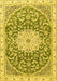 Machine Washable Medallion Yellow Traditional Rug, wshtr1463yw