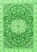 Serging Thickness of Machine Washable Medallion Green Traditional Area Rugs, wshtr1463grn