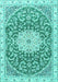 Medallion Turquoise Traditional Rug, tr1463turq