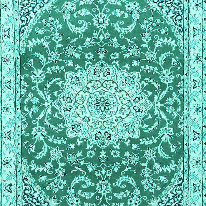 Medallion Turquoise Traditional Rug, tr1463turq