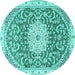 Round Medallion Turquoise Traditional Rug, tr1463turq