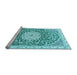 Sideview of Machine Washable Medallion Light Blue Traditional Rug, wshtr1463lblu