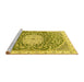 Sideview of Machine Washable Medallion Yellow Traditional Rug, wshtr1463yw