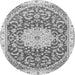 Machine Washable Medallion Gray Traditional Rug, wshtr1463gry