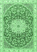 Machine Washable Medallion Emerald Green Traditional Area Rugs, wshtr1463emgrn