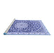 Sideview of Machine Washable Medallion Blue Traditional Rug, wshtr1463blu