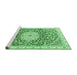 Sideview of Machine Washable Medallion Emerald Green Traditional Area Rugs, wshtr1463emgrn