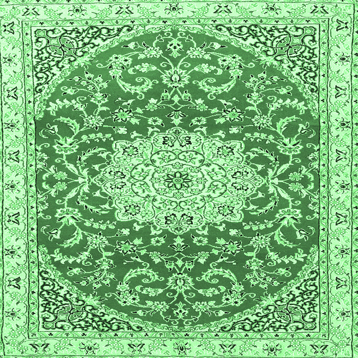 Square Medallion Emerald Green Traditional Rug, tr1463emgrn