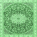 Square Medallion Emerald Green Traditional Rug, tr1463emgrn