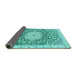 Sideview of Medallion Turquoise Traditional Rug, tr1463turq