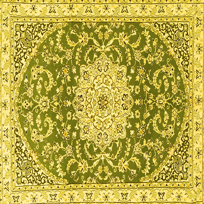Square Medallion Yellow Traditional Rug, tr1463yw