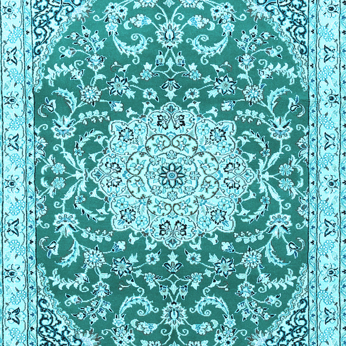 Medallion Light Blue Traditional Rug, tr1463lblu