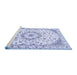 Sideview of Machine Washable Medallion Blue Traditional Rug, wshtr1464blu