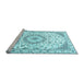 Sideview of Machine Washable Medallion Light Blue Traditional Rug, wshtr1464lblu